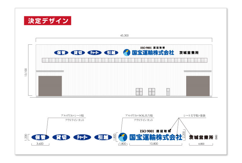 茨城県運送会社の看板デザイン