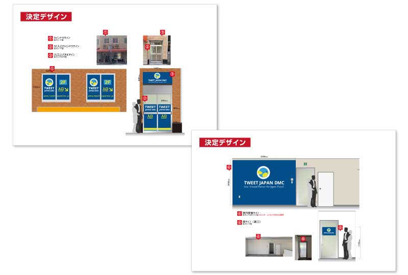 川口市の旅行会社のロゴを大きくいれたポップな看板デザイン