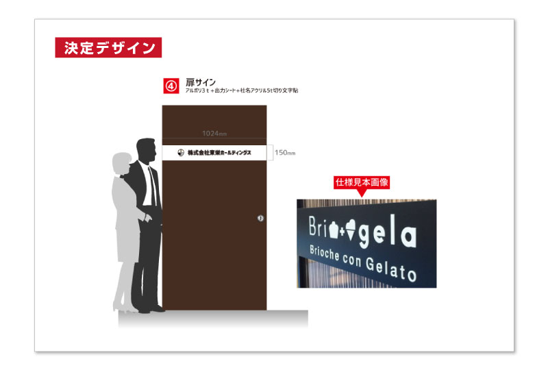 建設会社のドアプレートのデザイン